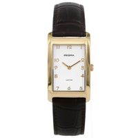 Prisma P.1967 Horloge staal/leder goudkleurig-bruin - thumbnail