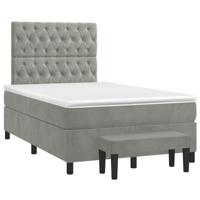 vidaXL Boxspring met matras fluweel lichtgrijs 120x190 cm, pocketveringbed, slaapmeubel, boxspring bed, bed, boxspringbed, eenpersoonsbed