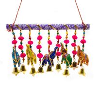 Decoratieve Slinger 5 Stoffen Olifanten met Belletjes Horizontaal
