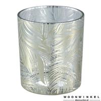 Marsh Clear glass tealight gold feather leave L