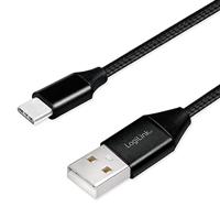 USB 2.0 aansluitkabel, USB (type A) naar USB (type C) zwart, 1m
