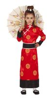 Oosterse Kimono Kostuum Meisje Rood - thumbnail