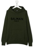 Balmain Kids hoodie en maille à logo - Vert