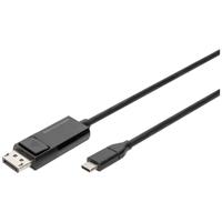 Digitus AK-300334-020-S USB-C-displaykabel DisplayPort / USB-C Aansluitkabel DisplayPort-stekker, USB-C stekker 2.00 m Zwart Afgeschermd (drievoudig), - thumbnail