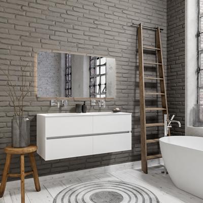 Zaro Sevilla Solid Surface badmeubel 120cm mat wit zonder kraangat dubbele spoelbak 4 lades Zaro Sevilla Solid Surface badmeubel 120cm mat wit zonder kraangat dubbele spoelbak 4 lades