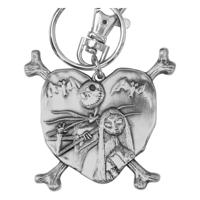 Nightmare Before Christmas Metal Keychain Jack And Sally In Heart - thumbnail