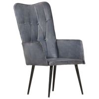 Fauteuil echt leer grijs