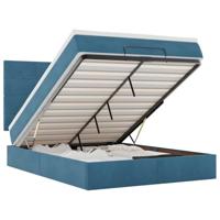vidaXL Ottoman bed met matrassen en LED's 140x190cm fluweel donkerblauw, bedframe, ottoman bedframe, bedframe met opbergruimte onder het bed