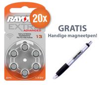 Voordeelpak Rayovac gehoorapparaat batterijen - Type 13 (oranje) - 20 x 6 stuks + gratis magnetische batterijpen - thumbnail