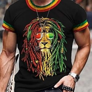 Voor heren Uniseks T-shirt Leeuw Grafische prints Strakke ronde hals Kleding 3D-afdrukken Buiten Straat Korte mouw Afdrukken Vintage Sport Casual Groot en klein Lightinthebox