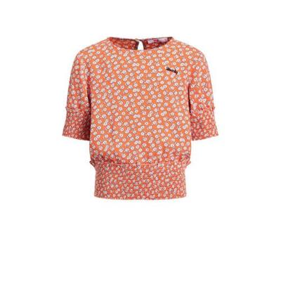 WE Fashion gebloemde top roze/oranje