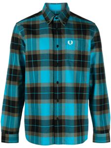 Fred Perry logo-print tartan-check shirt - Bleu