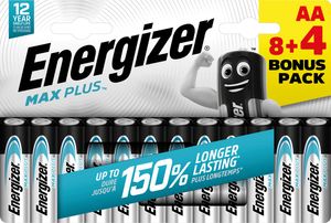 Energizer batterijen Max Plus AA/LR06/E91, blister van 8 + 4