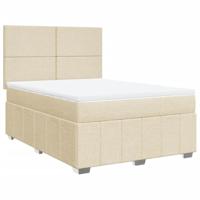 vidaXL Boxspring met matras stof crèmekleurig 140x200 cm, boxspring, ledikant, bedframe, bed, boxspring bed, bedbodem, seniorenbed, senioren bed