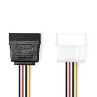 NEDIS Interne stroomkabel - Molex stekker - SATA 15-pins vrouwelijk - verguld - 0,15 m - rond - PVC - meerkleurig - box