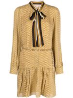 Michael Michael Kors lattice-pattern belted midi dress - Jaune