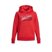 JACK & JONES JUNIOR hoodie JJELOGO met logo rood/wit