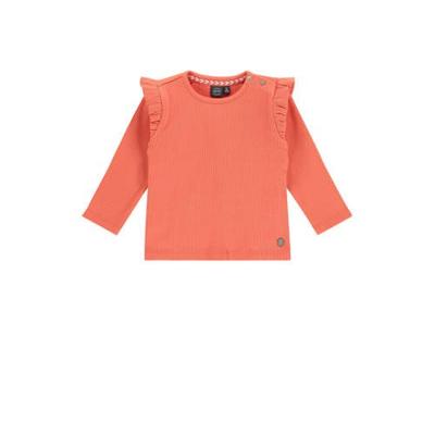 Babyface longsleeve met ruches koraalrood