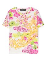 Versace Kids t-shirt orné de cristaux à fleurs - Blanc