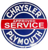 Chrysler Plymouth Approved Service Emaille Bord - 50 cm ø - thumbnail