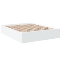 VidaXL Bedframe Bewerkt Hout Wit 150x200 cm, Ombouw, 2 Persoonsbed, Bedbodem, Slaapkamermeubel, Logeerbed