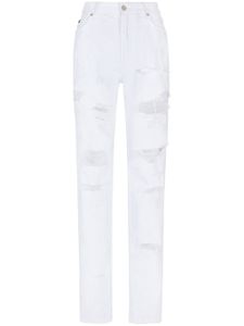 Dolce & Gabbana jean droit à effet usé - Blanc