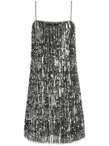 alice + olivia robe courte Chicago à franges brodées de sequins - Argent