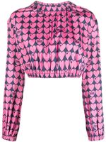 Love Moschino blouse crop à imprimé cœurs - Rose