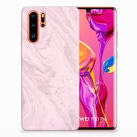 Huawei P30 Pro TPU Siliconen Hoesje Marble Pink - Origineel Cadeau Vriendin