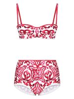 Dolce & Gabbana bikini à imprimé Maiolica - Rouge