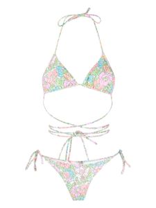 Reina Olga Miami floral-print bikini set - Tons neutres