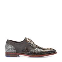 Floris van Bommel Dressed leren veterschoenen met crocoprint cognac