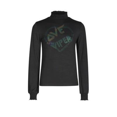 Jill & Mitch by Shoeby longsleeve Gold met tekst zwart