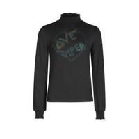 Jill & Mitch by Shoeby longsleeve Gold met tekst zwart