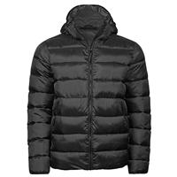 Tee Jays Unisex Adult Lite gewatteerde jas met capuchon, Zwart, S