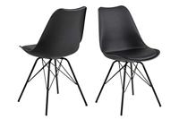 AC Design Furniture Emanuel eetkamerstoelen set van 2, B: 48,5 x H: 85,5 x D: 54 cm, zwart/zwart, PU/metaal, 2 stuks