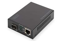 DIGITUS Media Converter - SFP Port - Gbit Ethernet - RJ45 / SFP 1000Base-LX - Met PoE-injector - Zwart