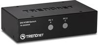 TRENDnet TK-222DVK DVI KVM-switch met 2 poorten, met audio (beheer van twee pc's, hot keys, USB 2.0, metalen behuizing, gebruik met een DVID-D-monitor)