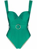 Noire Swimwear maillot de bain ceinturé - Vert