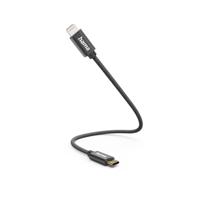 Hama Oplaadkabel USB-C - Lightning 0,2 M Nylon Zwart - thumbnail