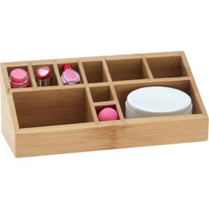 Make-up organizer - bamboe hout - 23 x 9 x 9 cm - kwasten houder