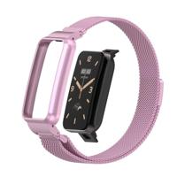 By Qubix - Milanese loop bandje met case - Lila - Xiaomi Smart Band 7 Pro