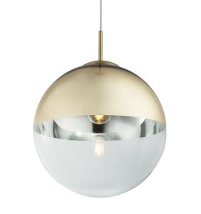 Hanglamp glas rond 'Varus' glimmend goud e27 fitting doorzichtig glas 300mm