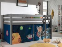 Bed ALIZE halfhoogslaper 90x200 cm grijs pijnboom tent Space - thumbnail