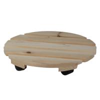 Sunnydays Plantenpot trolley - hout - naturel - rond - 30 x 30 cm - max 100 kilo - thumbnail