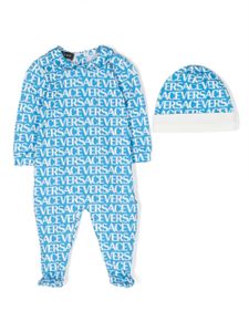 Versace Kids ensemble pyjama-bonnet à logo imprimé - Bleu