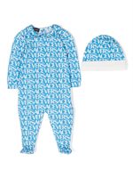 Versace Kids ensemble pyjama-bonnet à logo imprimé - Bleu - thumbnail