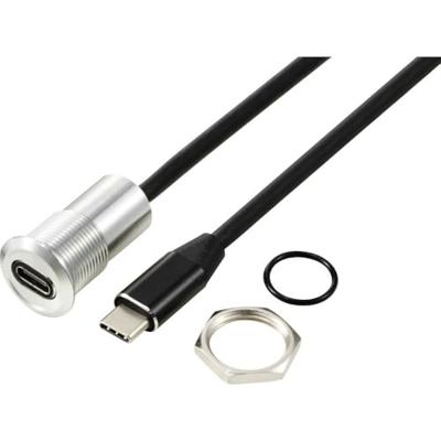 TRU COMPONENTS TC-13376324 USB 3.1-C ® bus/stekker 1 m kabel zilver 1 stuk(s)