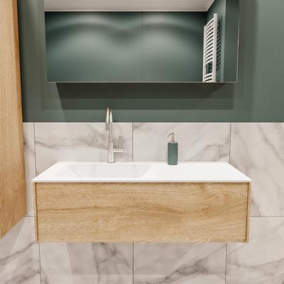 Lush onderkast 100cm in kleur WASHED OAK met 1 lade Push tot open geschikt voor linkse wastafel. Compleet met solid surface wastafel cloud M35133met 1 kraangat(en) Lush onderkast 100cm in kleur WASHED OAK met 1 lade Push tot open geschikt voor linkse wastafel. Compleet met solid surface wastafel cloud M35133met 1 kraangat(en)