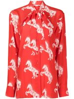 Stella McCartney blouse imprimée en soie à col lavallière - Rouge